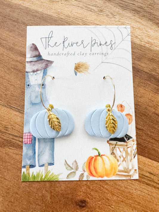 Blue Pumpkin and Leaves