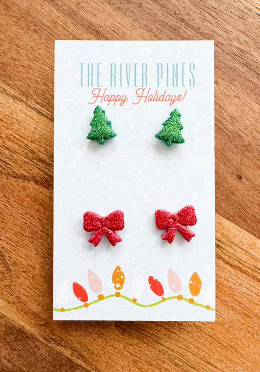 Sparkle Tree and Bow Studs